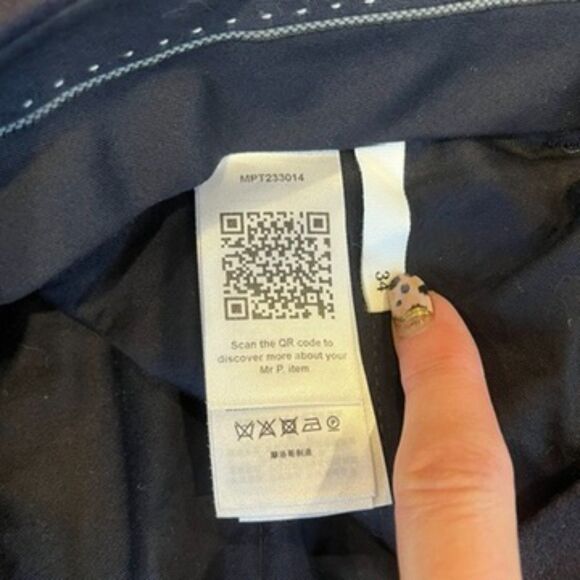 Mr. P Navy Blue Pleated Dress Pants Wool Made in Italy Size 34 x 30 Tapered - Picture 4 of 7